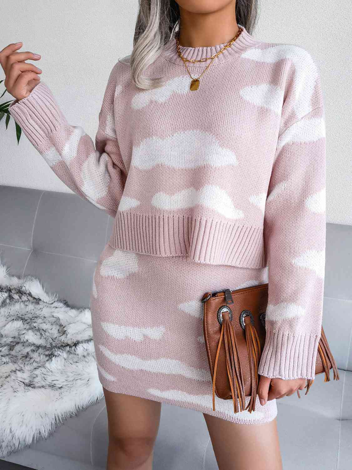Cielo Cloud-Knit Top & Skirt Set