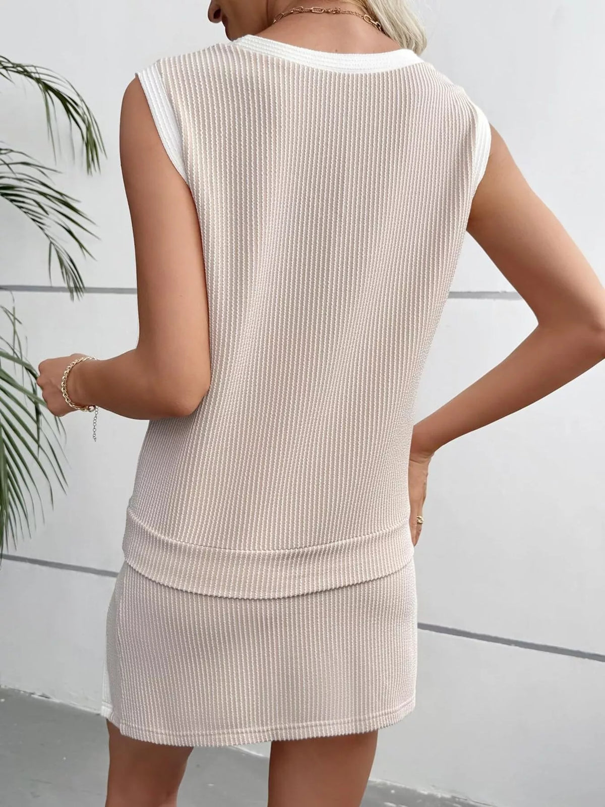 Rina Ribbed-Knit Top & Skort Set