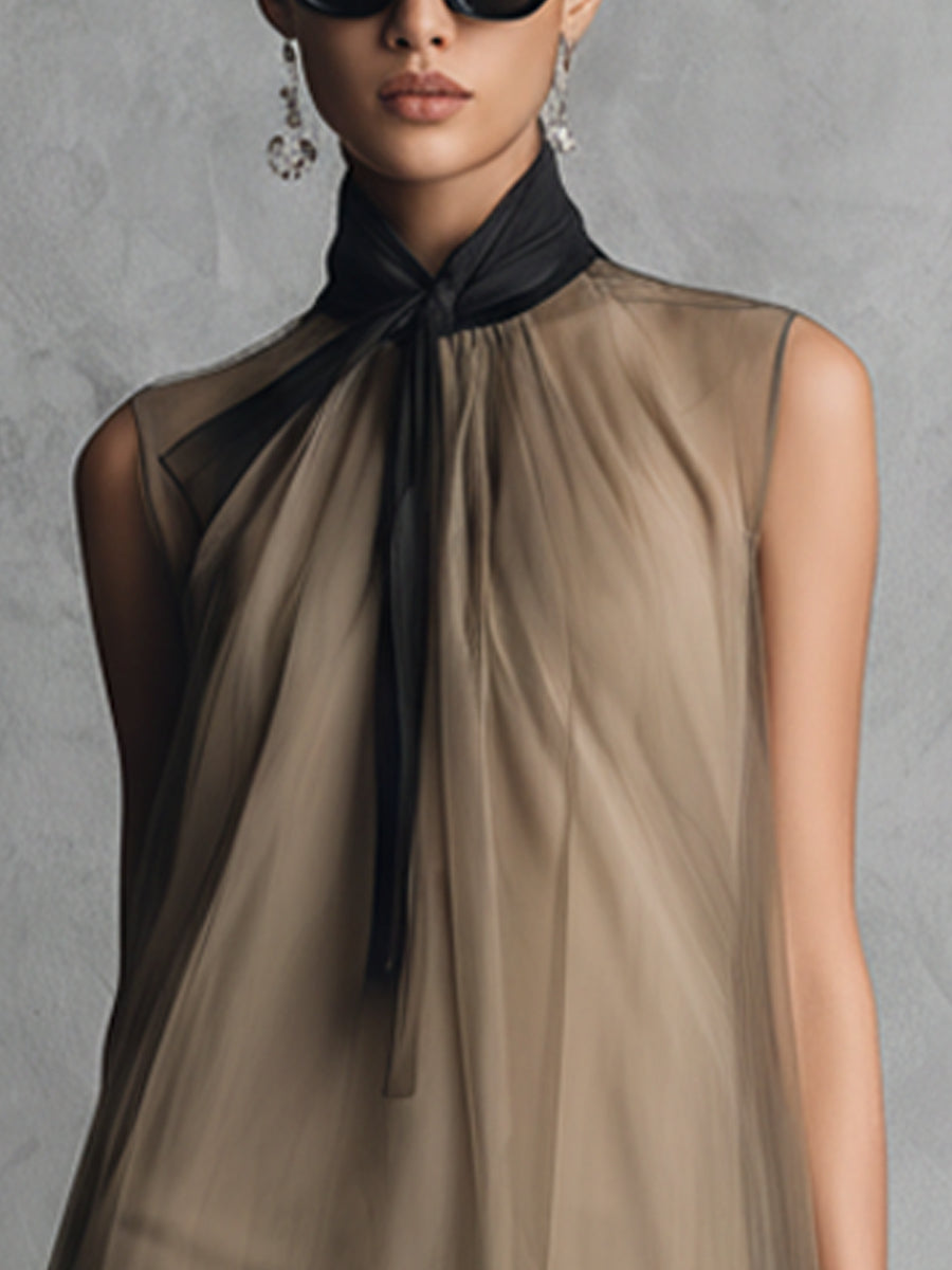 Sahra Draped Khaki Dress