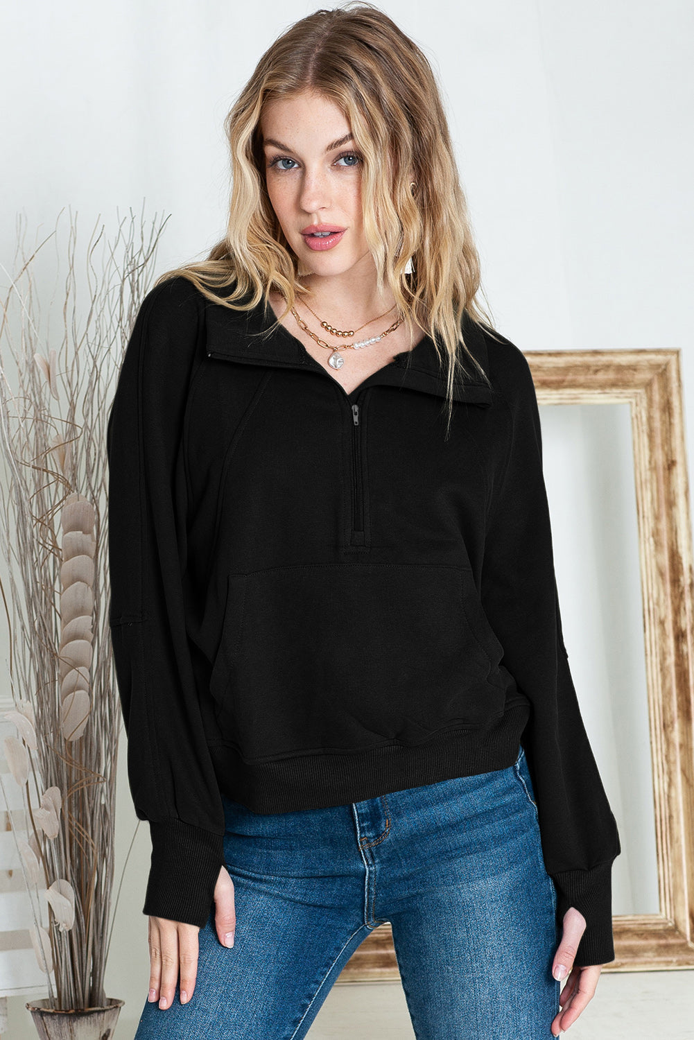 Tamsin Thumb-Hole Zip Sweatshirt