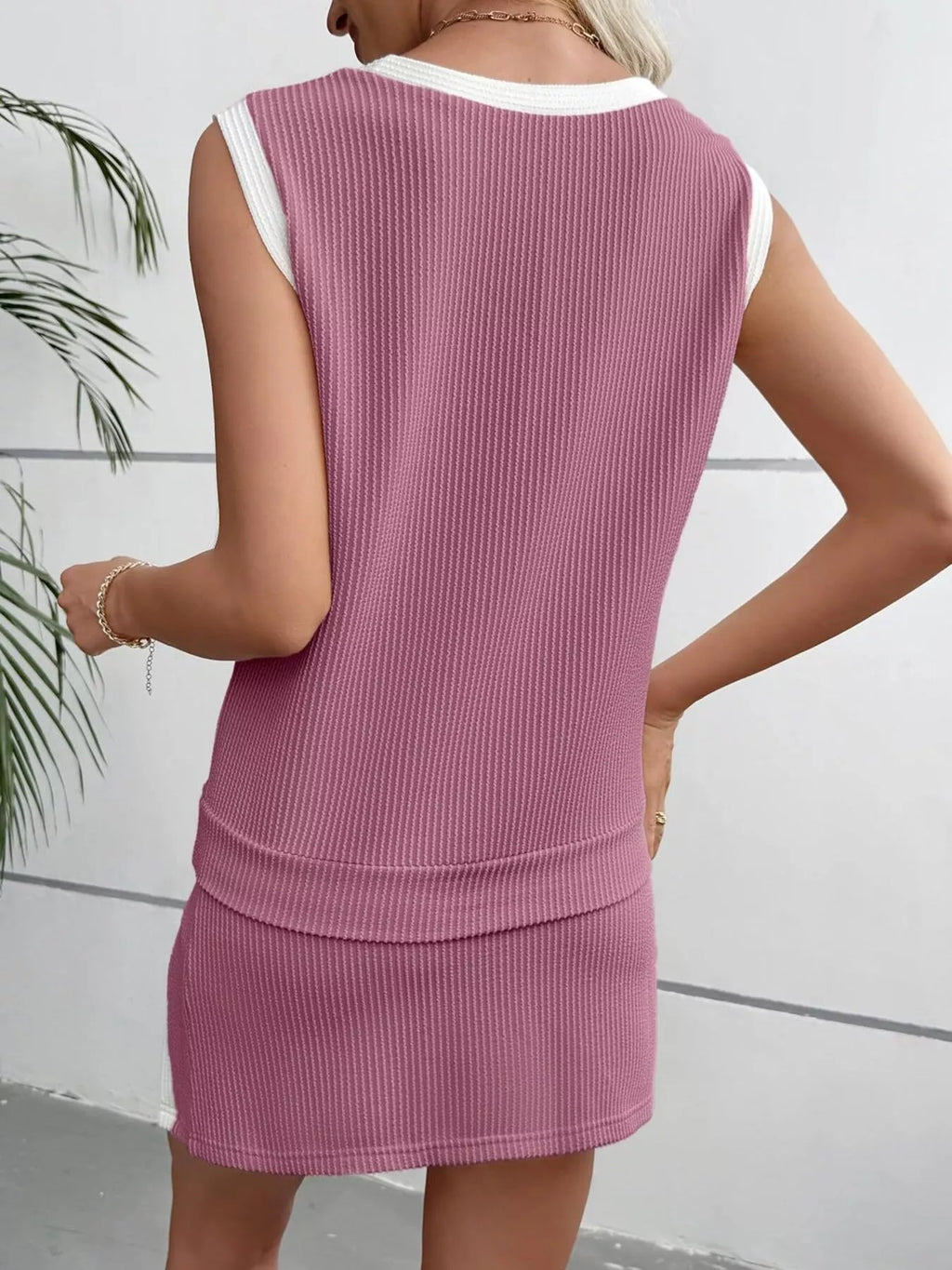 Rina Ribbed-Knit Top & Skort Set