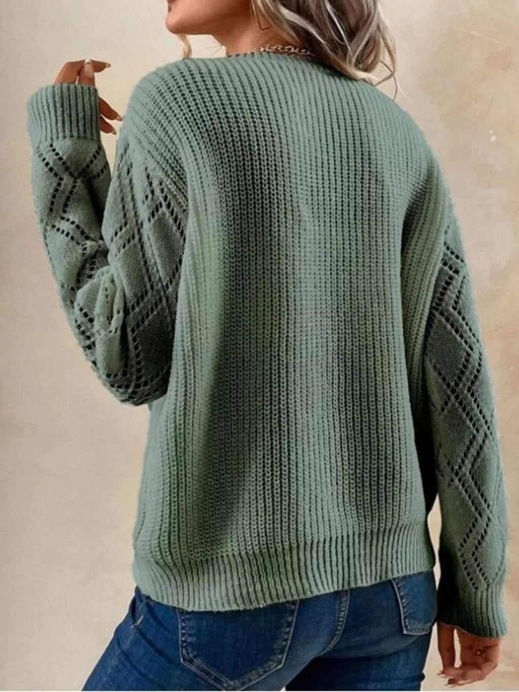 Ophira Openwork V-Neck Sweater