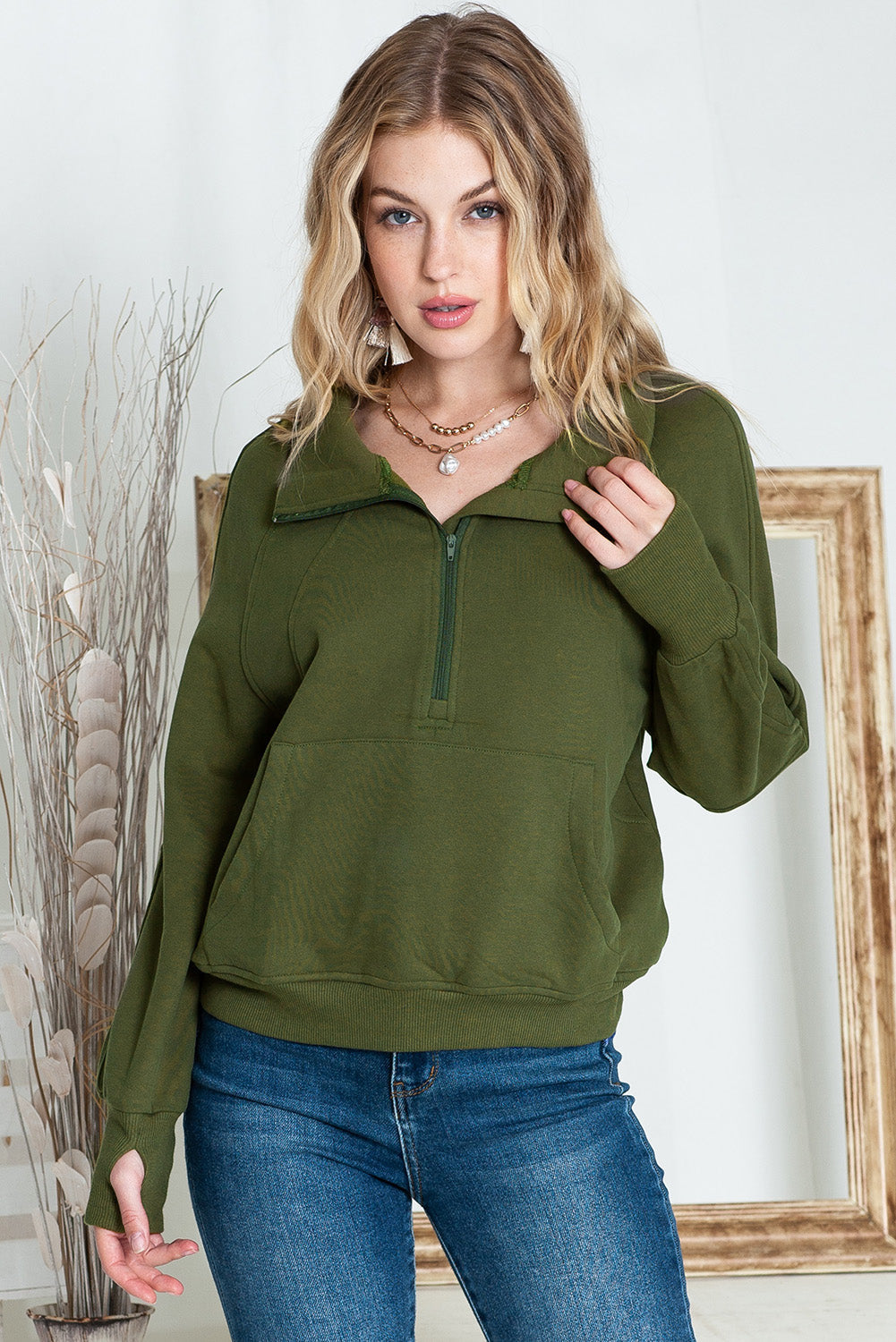 Tamsin Thumb-Hole Zip Sweatshirt