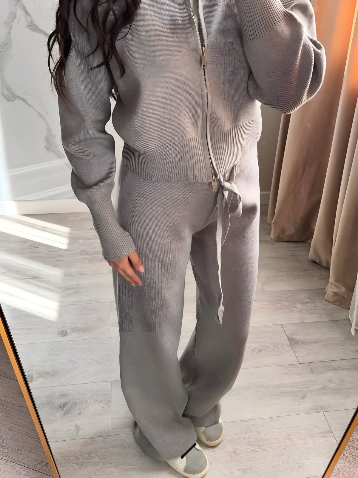 Nia Double-Zip Knit Two-Piece Set