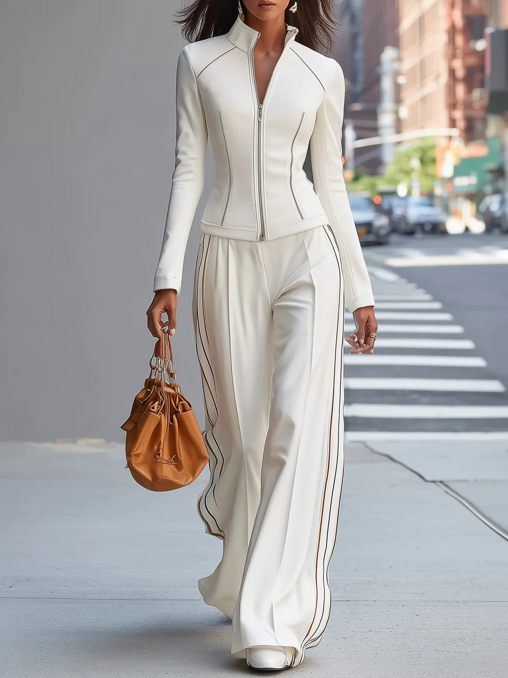 Valentina Zip Wide-Leg Trouser Set