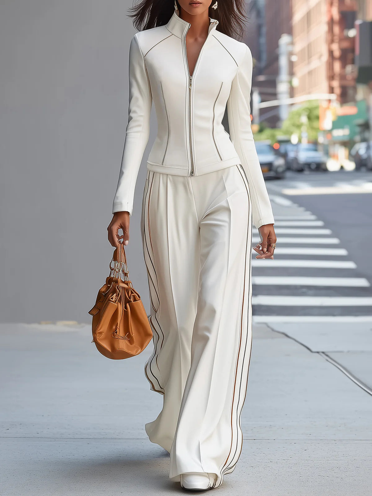 Valentina Zip Wide-Leg Trouser Set