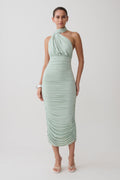 Ginevra Draped Satin Midi Dress
