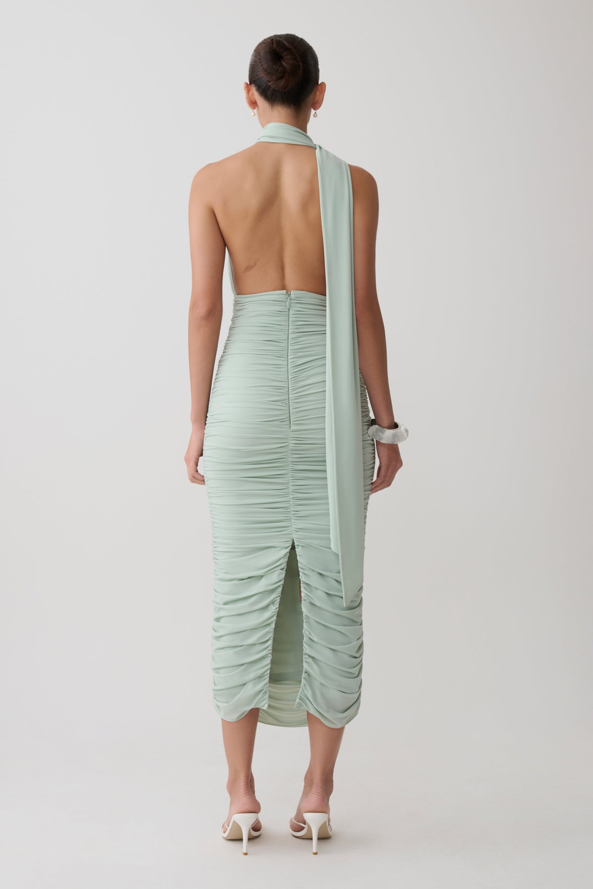 Ginevra Draped Satin Midi Dress