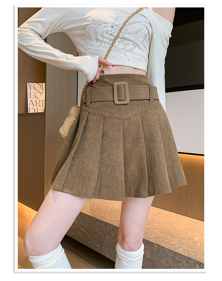 Demi Corduroy Pleated Mini Skirt