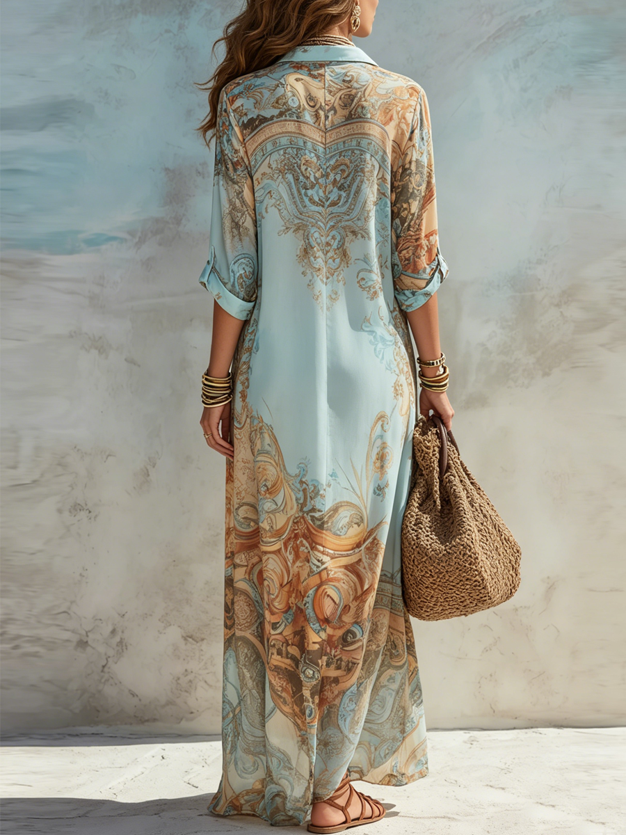 Iris Baroque Floral Chiffon Maxi Dress