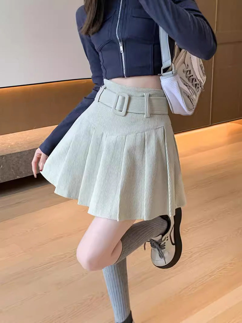 Demi Corduroy Pleated Mini Skirt