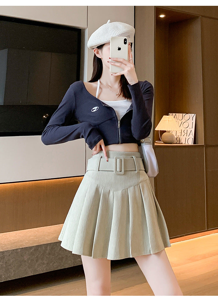 Demi Corduroy Pleated Mini Skirt