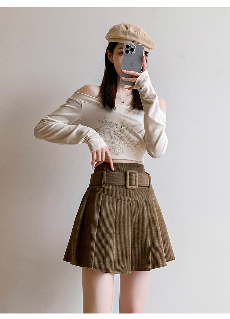 Demi Corduroy Pleated Mini Skirt