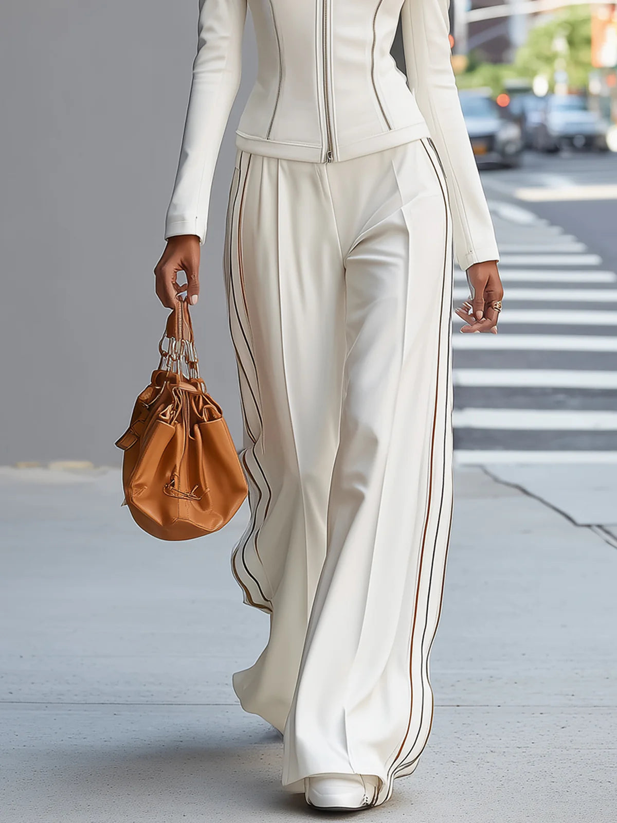 Valentina Zip Wide-Leg Trouser Set