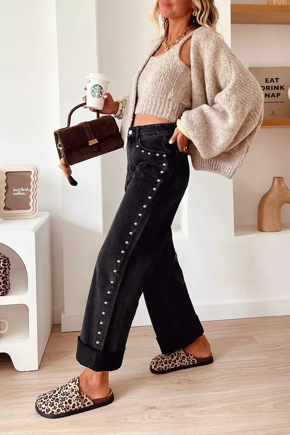 Sydney Studded Straight-Leg Jeans