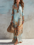Iris Baroque Floral Chiffon Maxi Dress