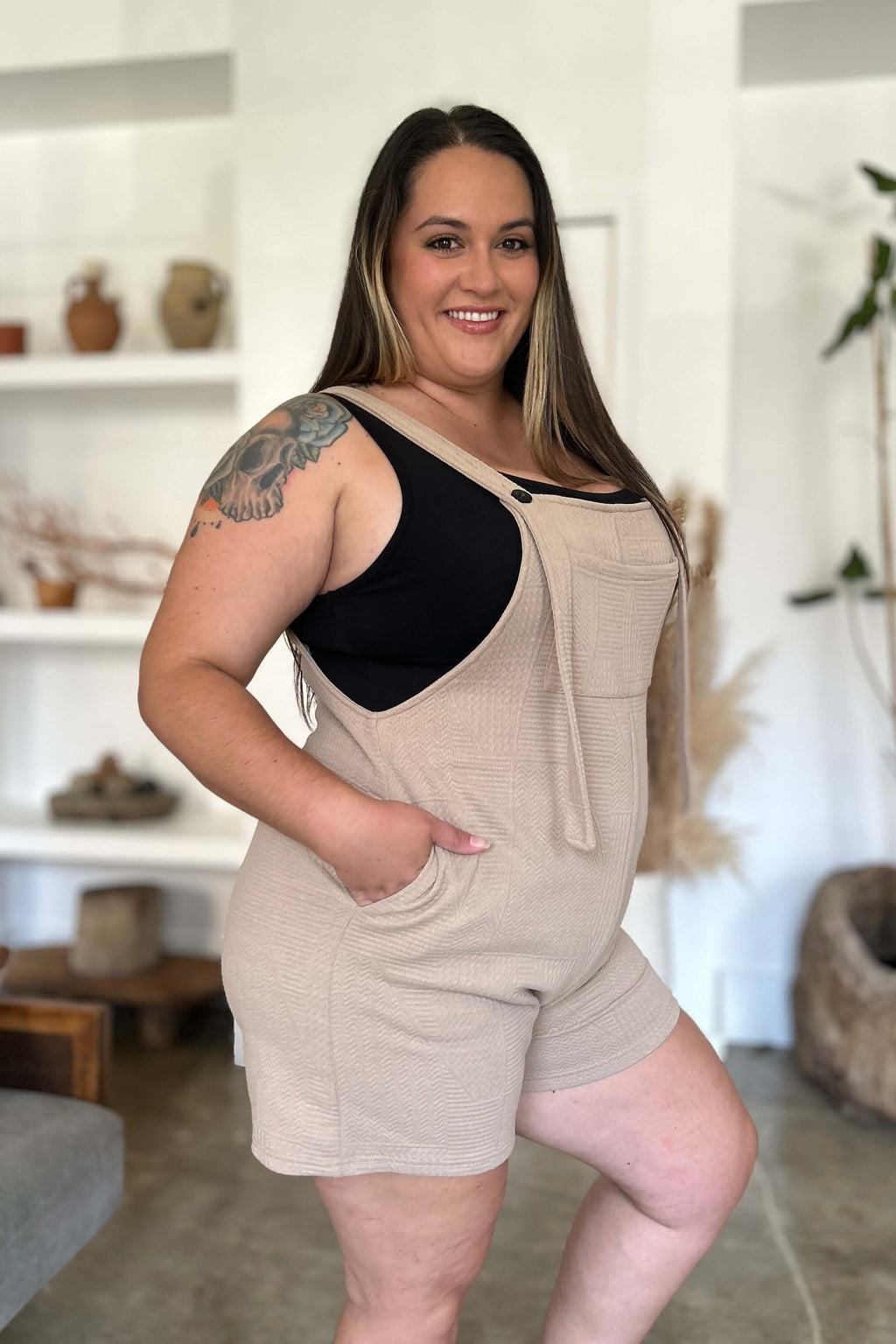 Rowena Textured Sleeveless Romper