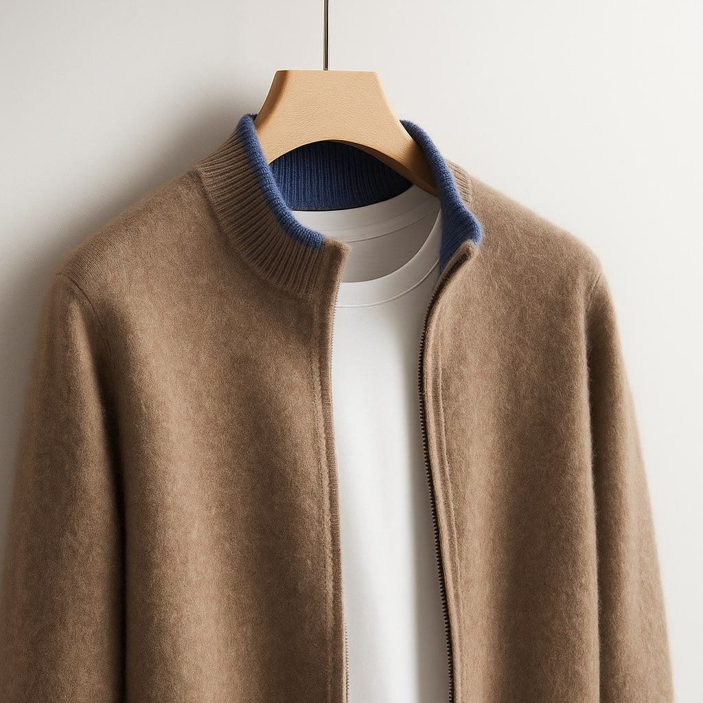 Benjamin Zip-Front Knit Cardigan