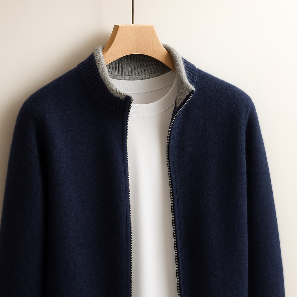 Benjamin Zip-Front Knit Cardigan