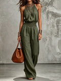 Nova Halter Lace-Up Wide-Leg Jumpsuit