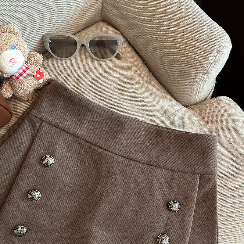 Blair Double-Breasted Wool Skort