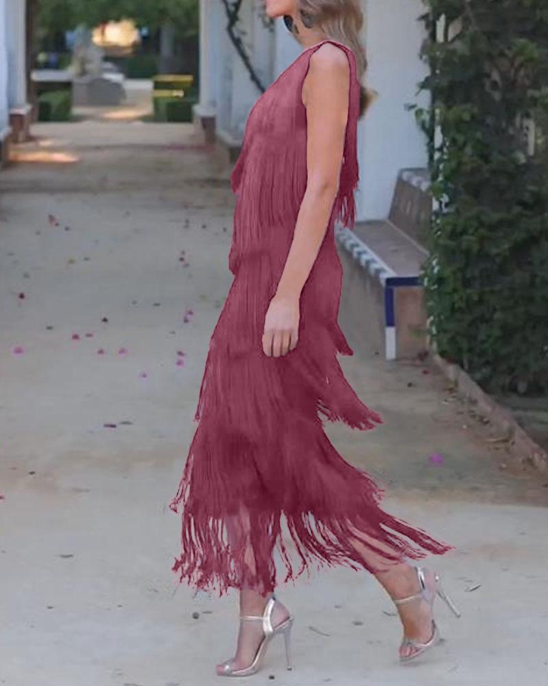 Maren Off-Shoulder Fringe Dress