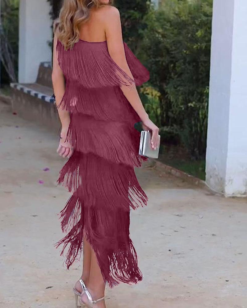 Maren Off-Shoulder Fringe Dress