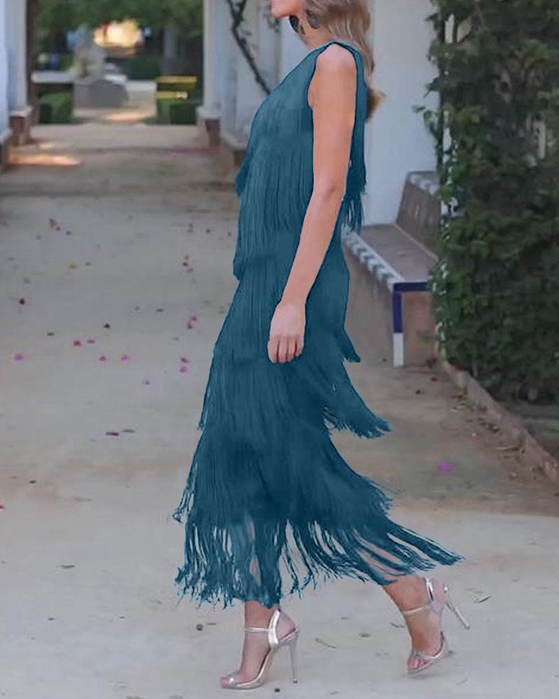 Maren Off-Shoulder Fringe Dress