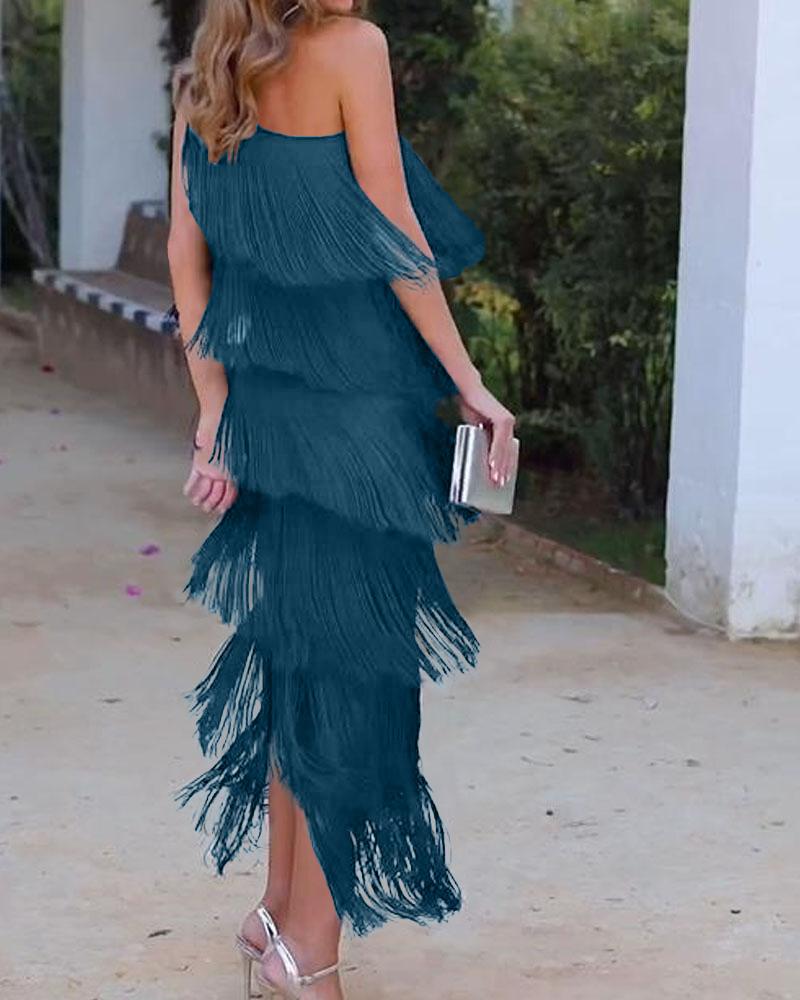 Maren Off-Shoulder Fringe Dress