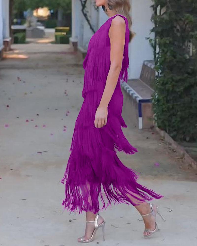 Maren Off-Shoulder Fringe Dress