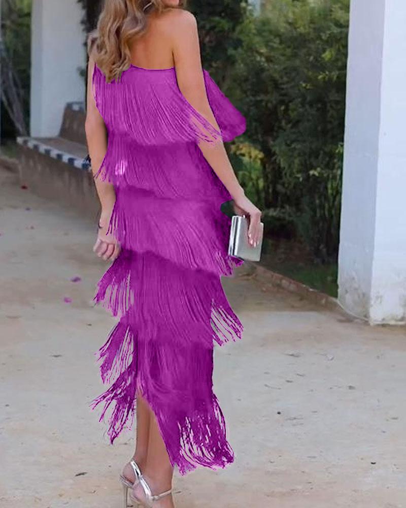 Maren Off-Shoulder Fringe Dress