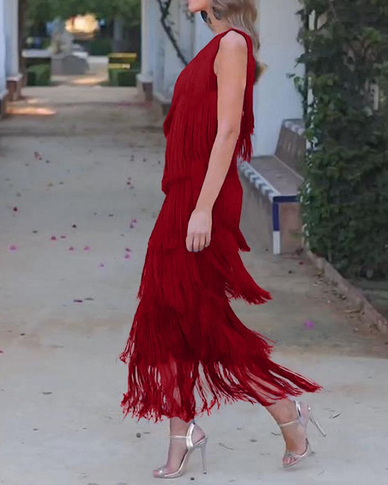 Maren Off-Shoulder Fringe Dress