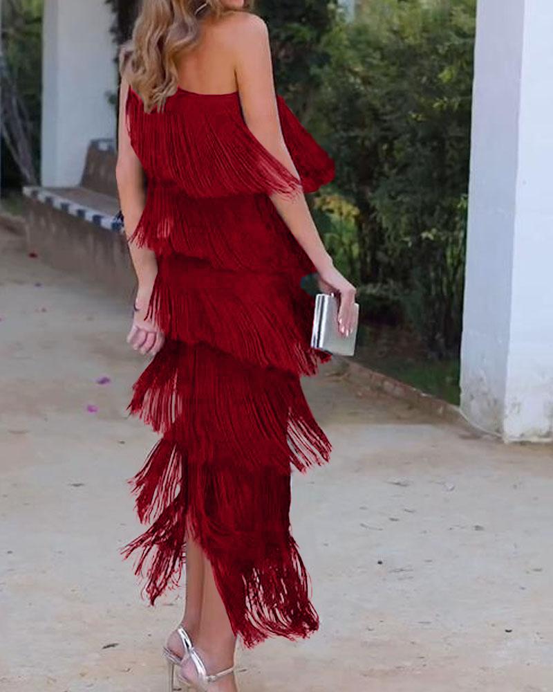 Maren Off-Shoulder Fringe Dress