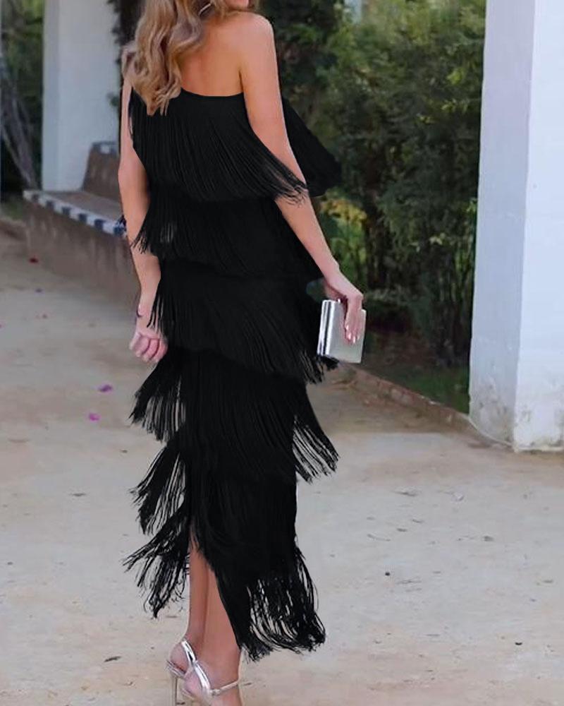 Maren Off-Shoulder Fringe Dress