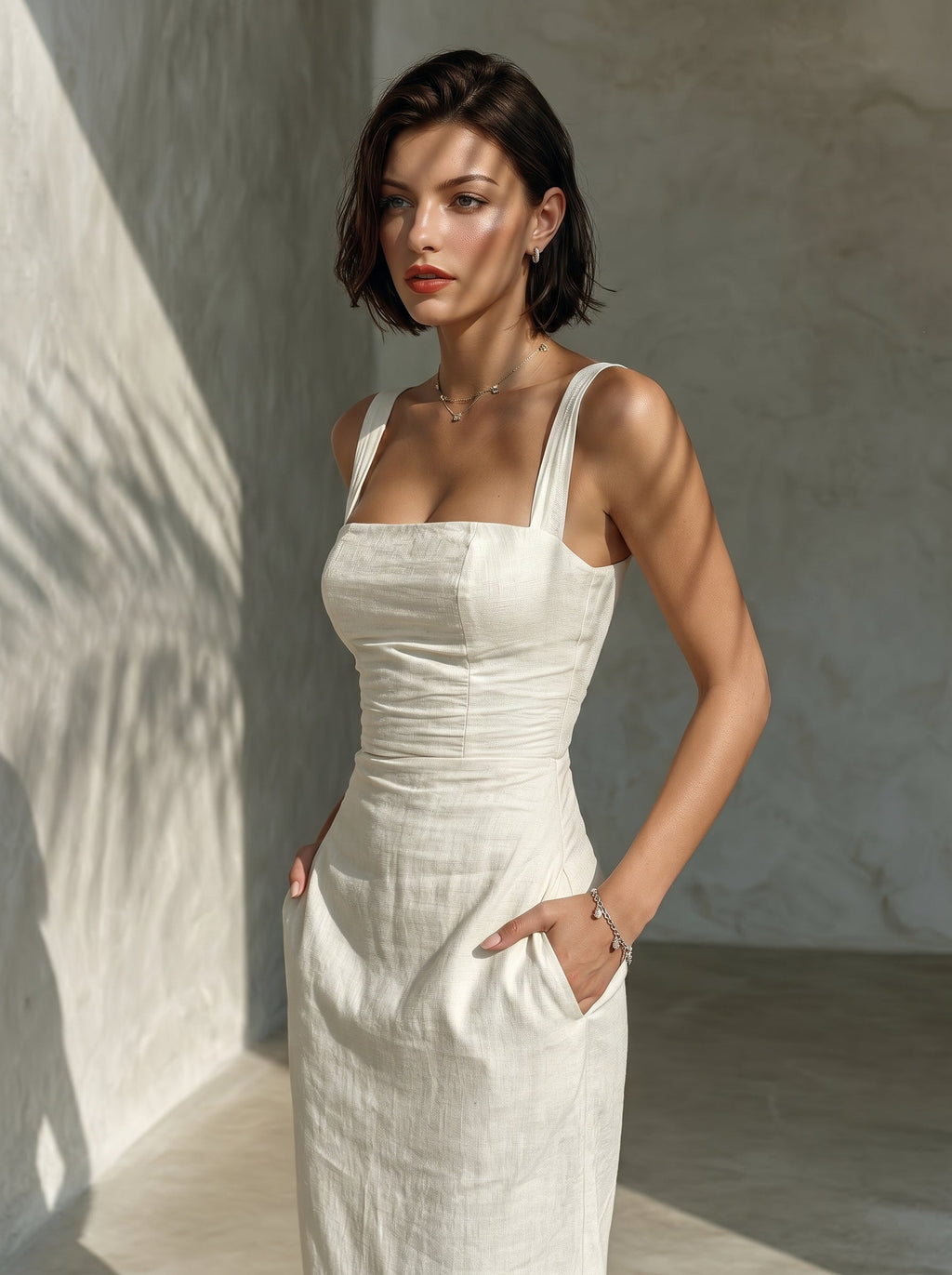 Serena Linen Midi Dress