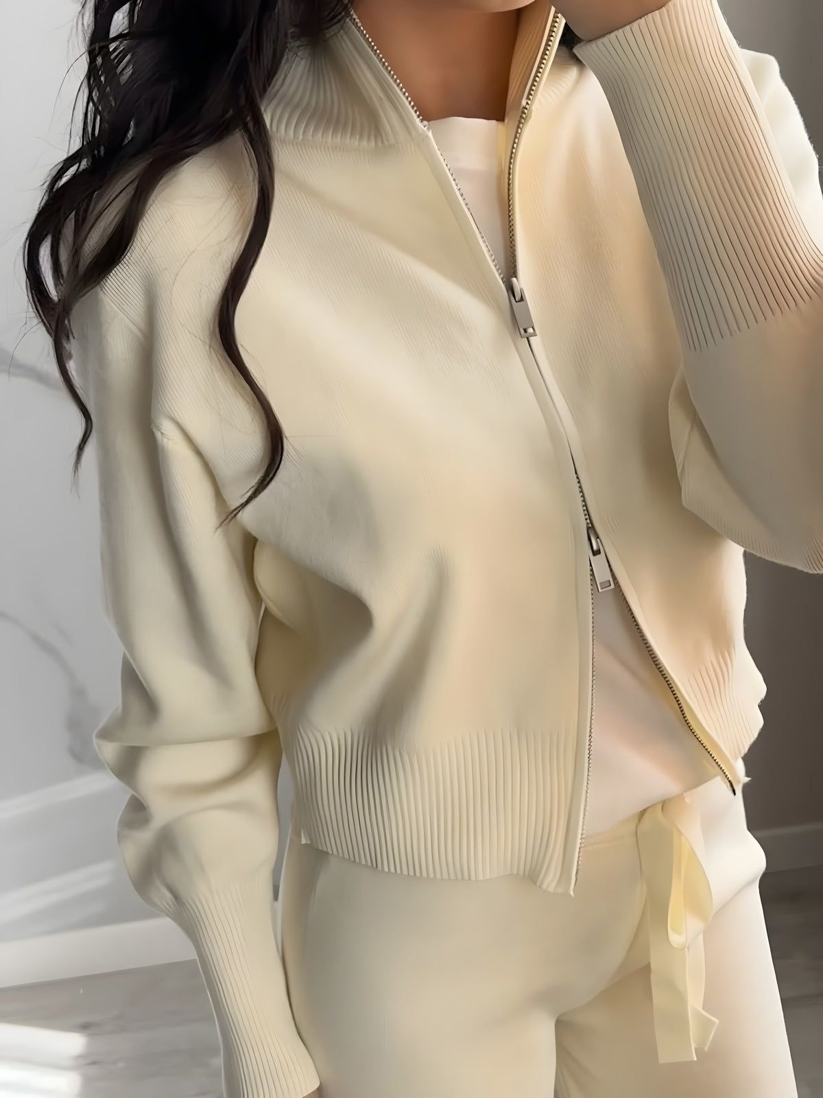 Nia Double-Zip Knit Two-Piece Set