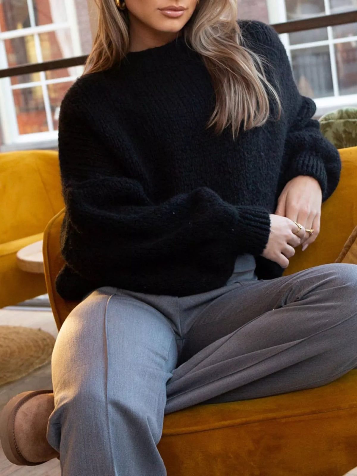 Ronia Drop-Shoulder Crew Sweater