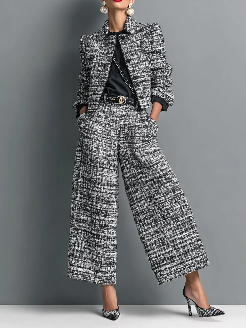 Darcy Plaid Blazer & Wide-Leg Trouser Set