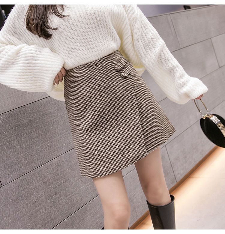 Margot Houndstooth Asymmetric Mini Skirt