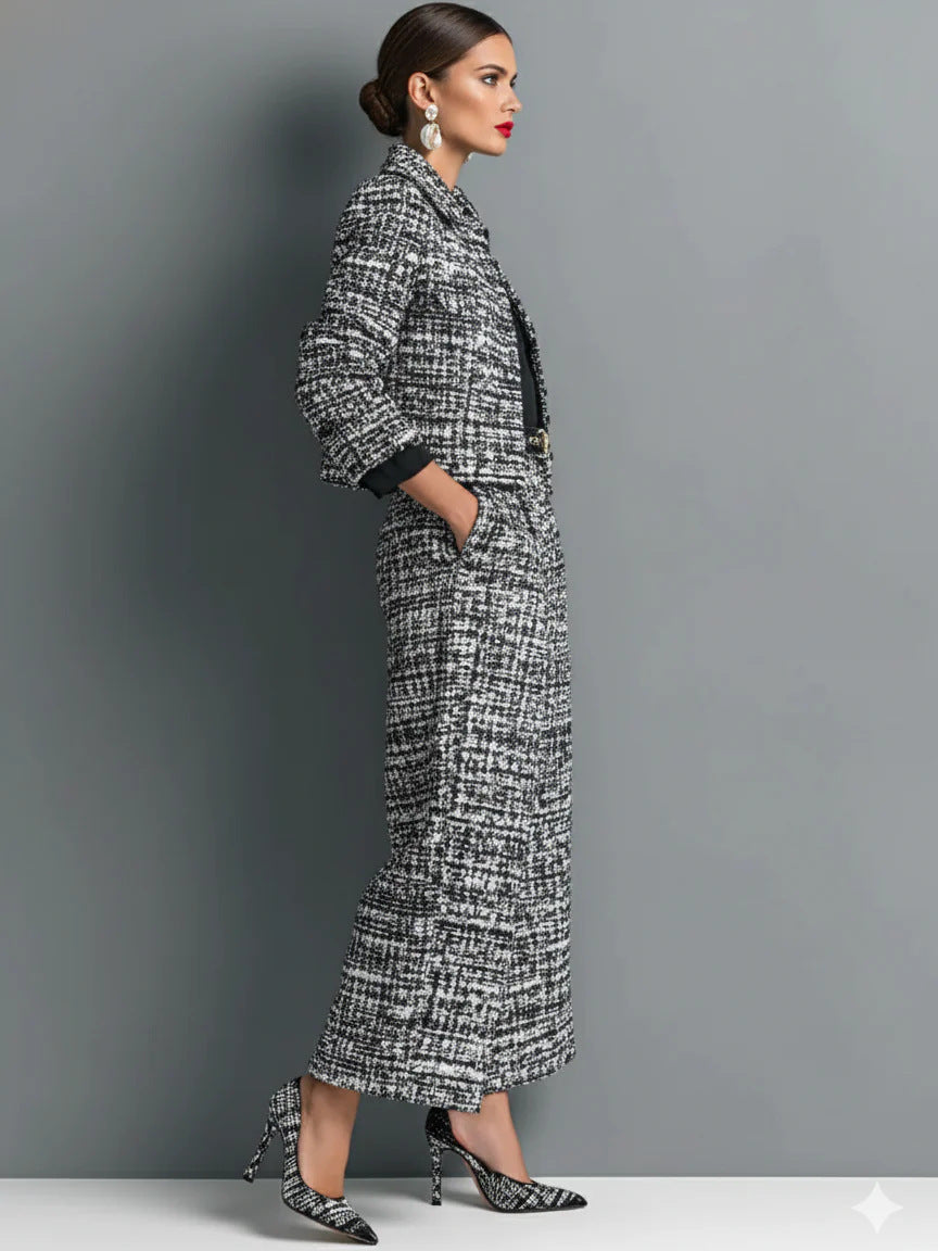Darcy Plaid Blazer & Wide-Leg Trouser Set