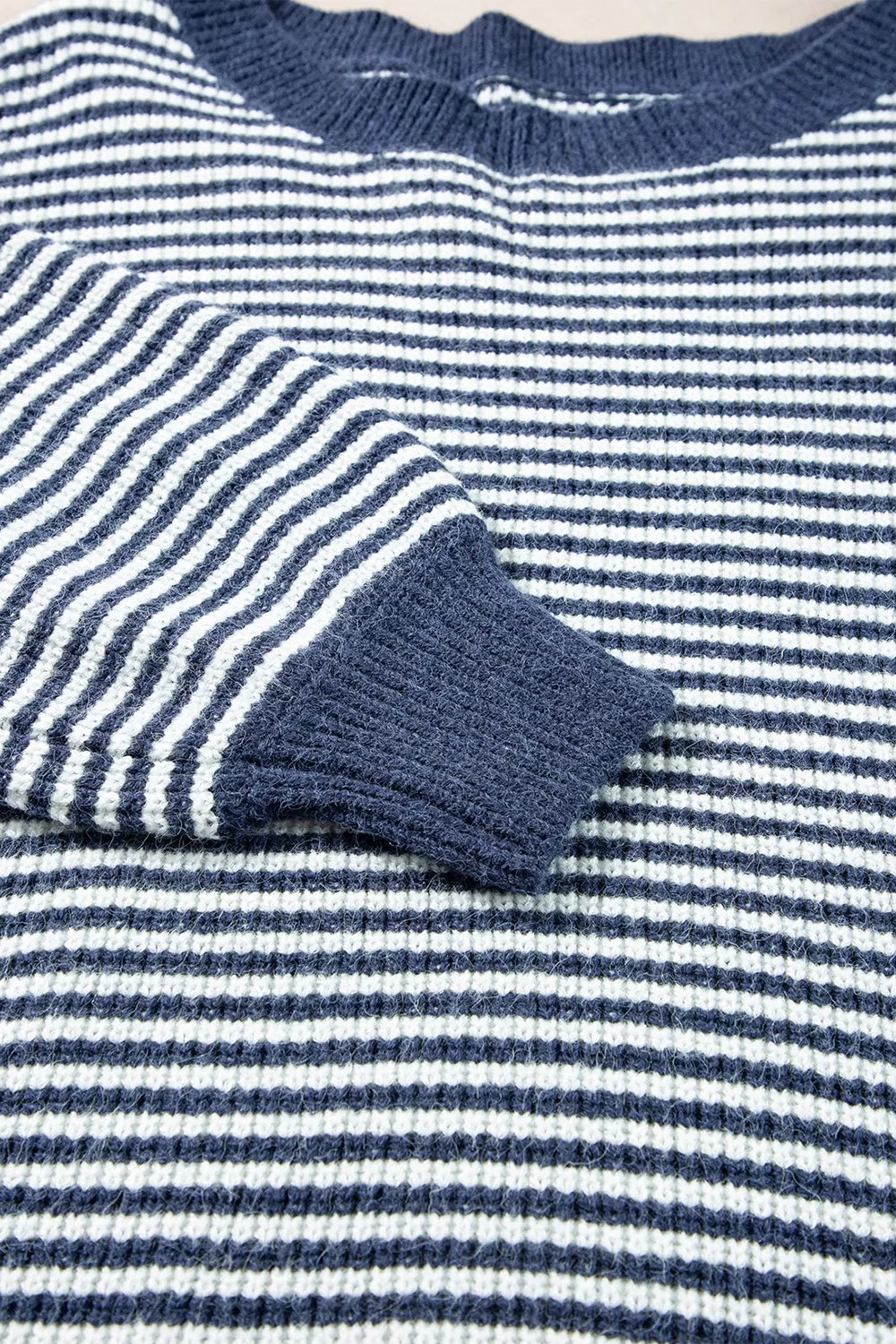 Lorene Striped Lantern-Sleeve Sweater