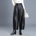 Odette Barrel-Leg Faux-Leather Trousers