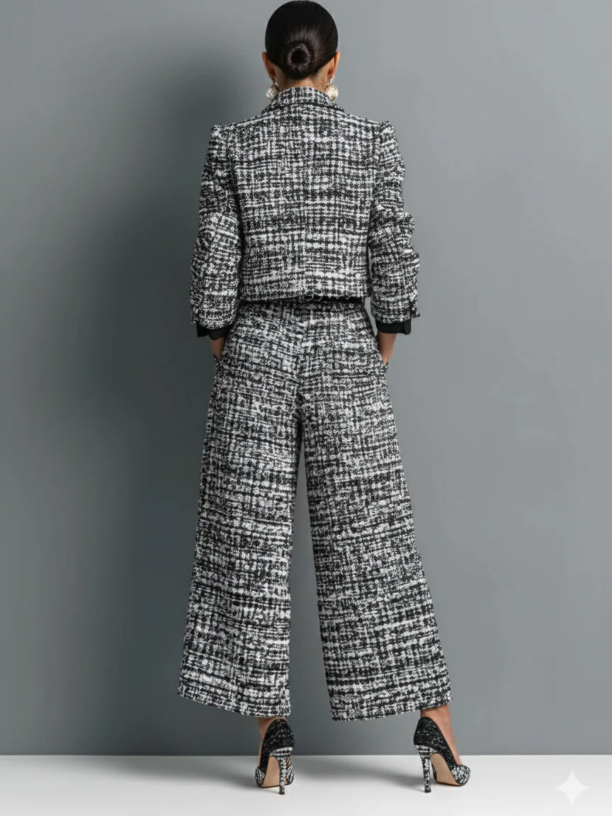 Darcy Plaid Blazer & Wide-Leg Trouser Set