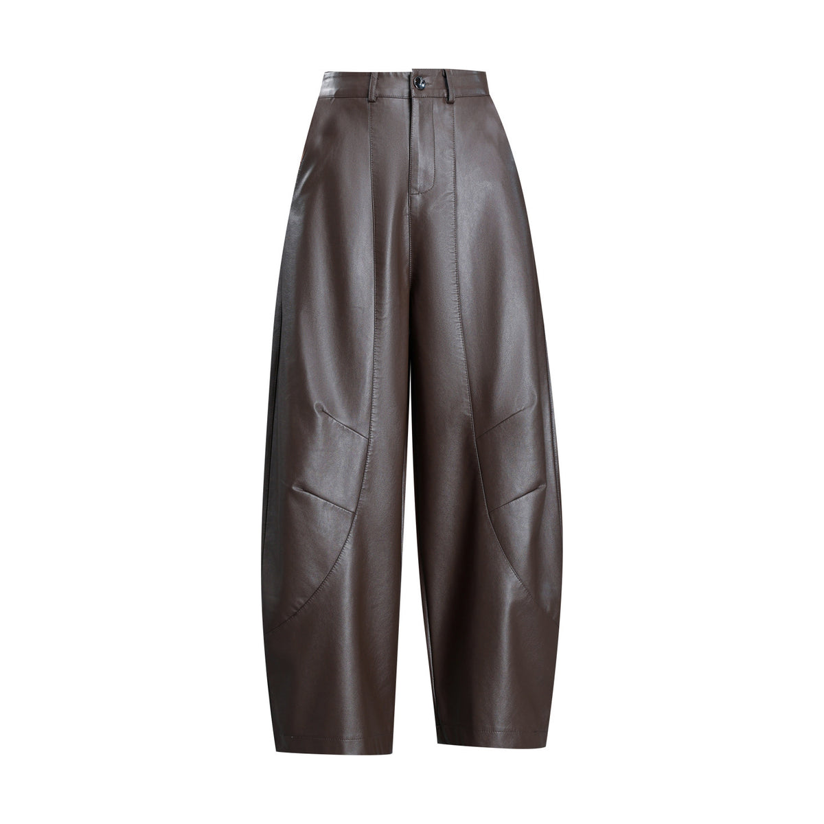 Odette Barrel-Leg Faux-Leather Trousers