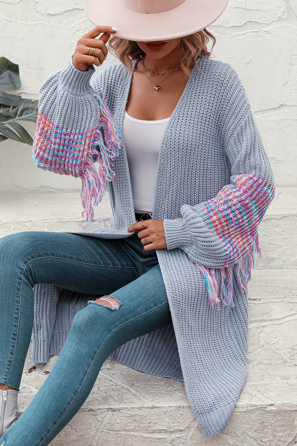 Farley Fringe-Sleeve Cardigan