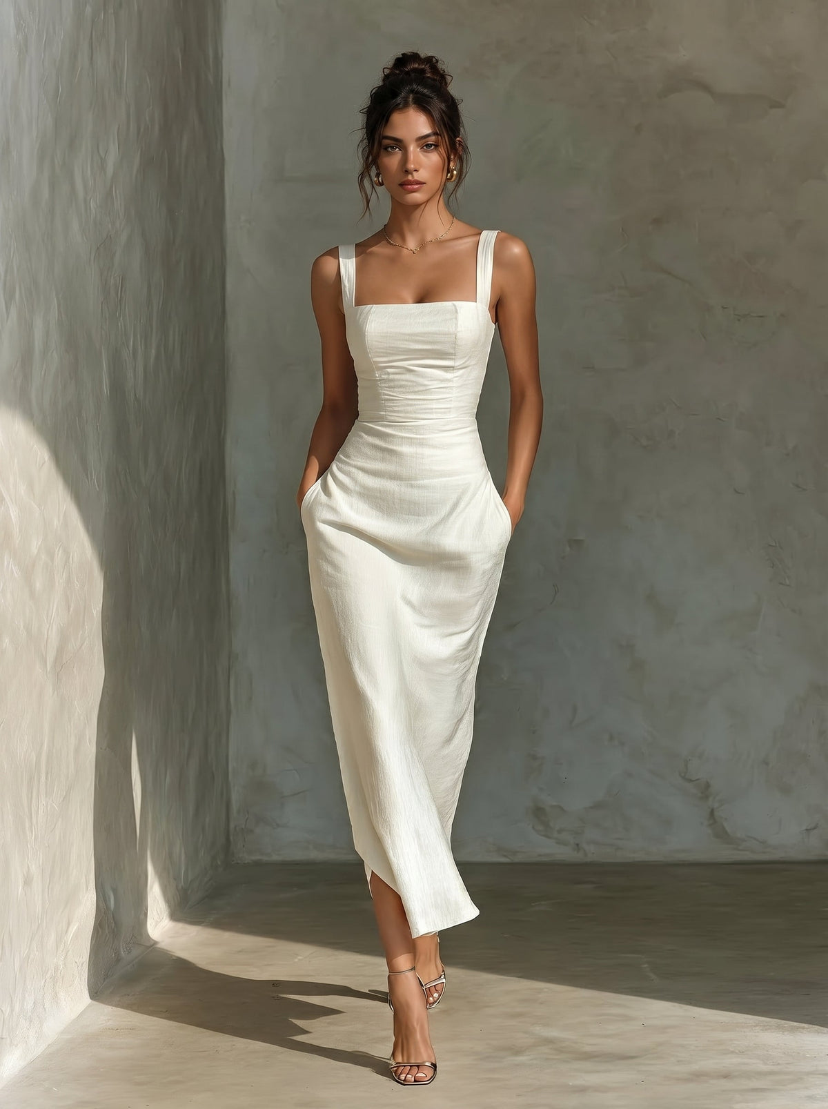 Serena Linen Midi Dress