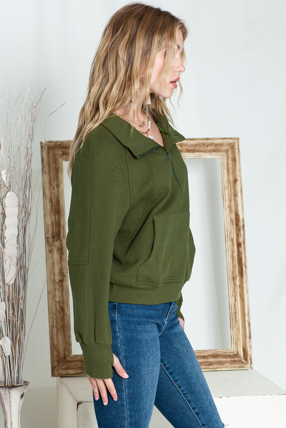Tamsin Thumb-Hole Zip Sweatshirt