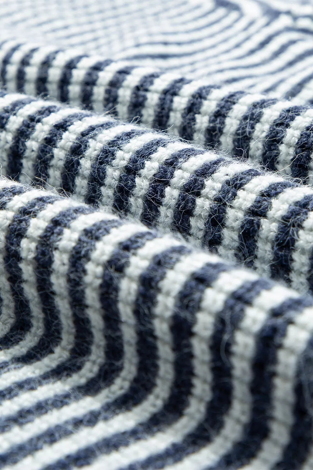 Lorene Striped Lantern-Sleeve Sweater