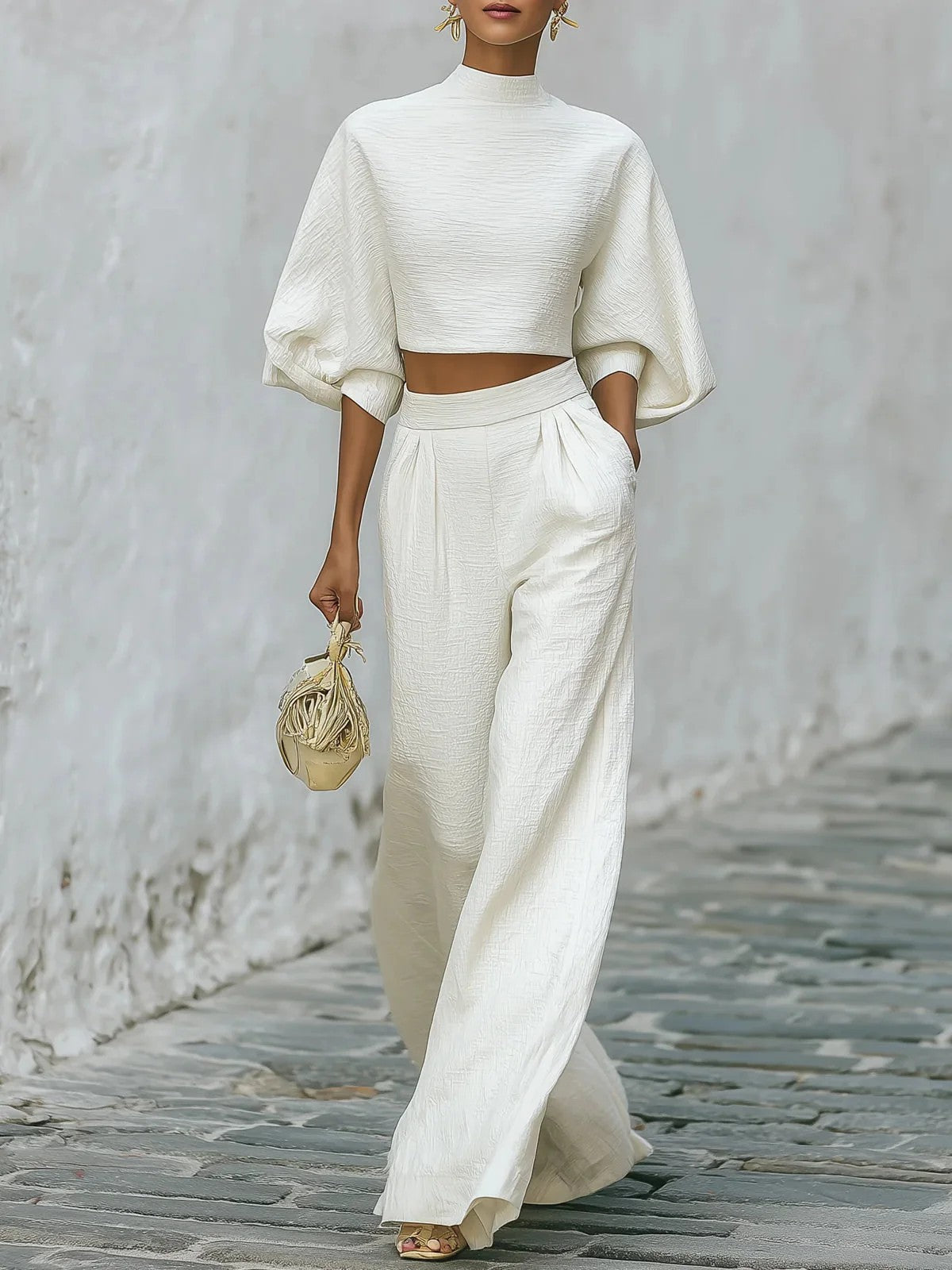 Verena Short Top & High-Waist Pants Set