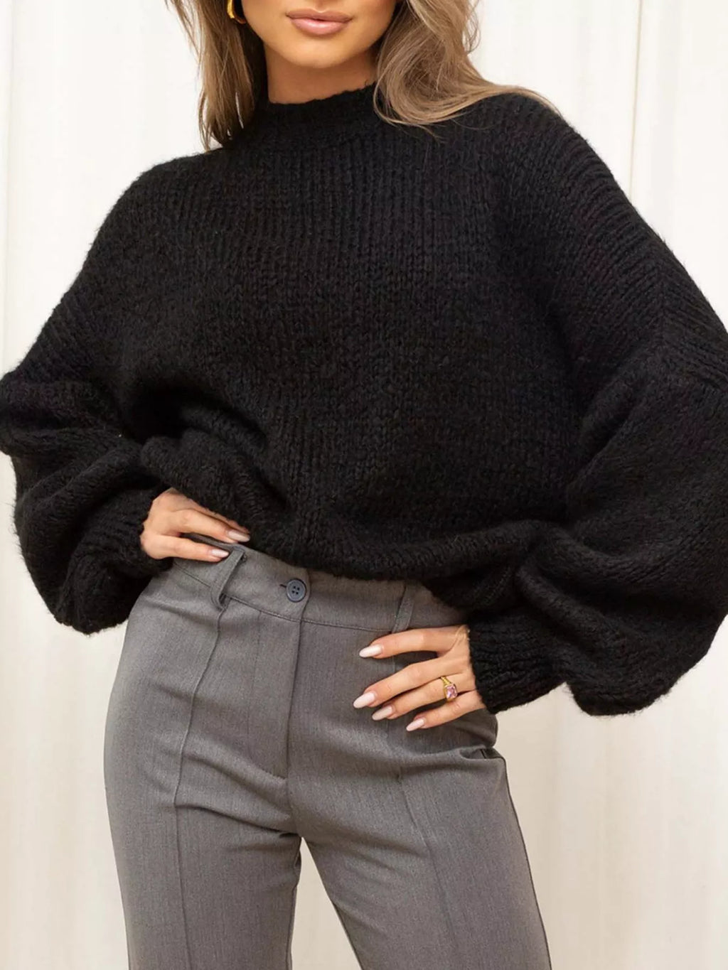 Ronia Drop-Shoulder Crew Sweater